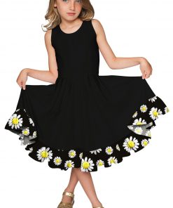Little Oopsy Daisy Vizcaya Fit Flare Dress Girls Black White Gd8 P0050s Black