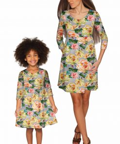 Mommy And Me Prima Donna Gloria Empire Waist Dress Grey Pink Creme Gd5 P0084s Wd5 P0084s 194ebd08 Ec0d 443a 9dcc D6aa04b3887a