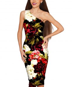 Put Your Crown On Layla One Shoulder Dress Women Black Red White Wd1 P0047s Image 1
