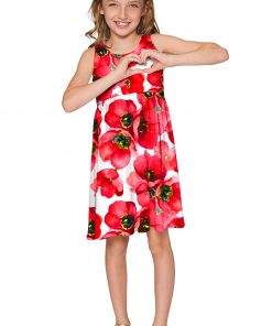 Tulip Salsa Sanibel Empire Waist Dress Girls Red White Gd6 P0049s