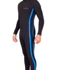 Mens UV Protection Suit Dive Skin With Pocket UPF50+ Black Blue Chlorine Resistant