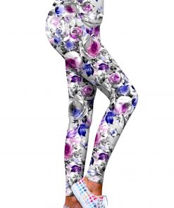 Floral Touch Lucy Leggings Women Grey Purple Pink Wl1 P0041s Image 2
