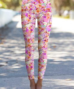 In Love Lucy Pink Floral Print Performance Leggings Women Pink Purple Wl1 P0026s