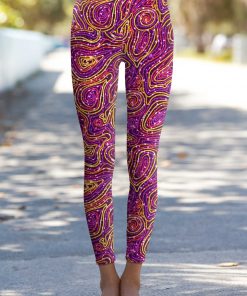 Vibrant Galaxy Lucy Printed Performance Leggings Women Purple Gold Wl1 P0023s